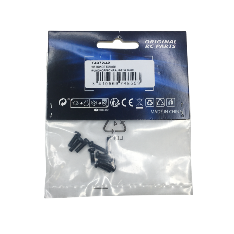 10 Vis tête ronde 3x10 mm cruciforme - T2M T4972/42