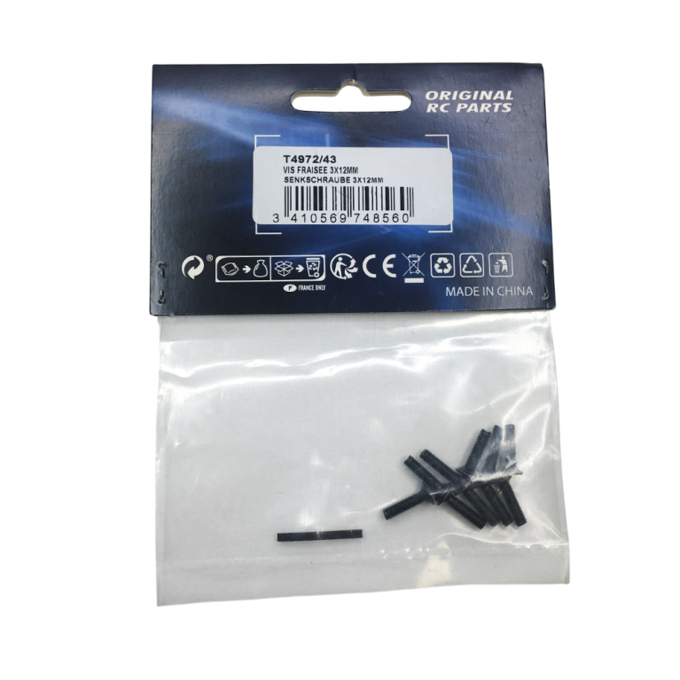 10 Vis tête fraisée 3x12 mm cruciforme - T2M T4972/43