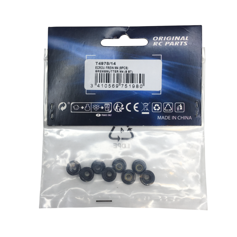 8 Écrous frein nylstop M4 - Noir - T2M T4978/14