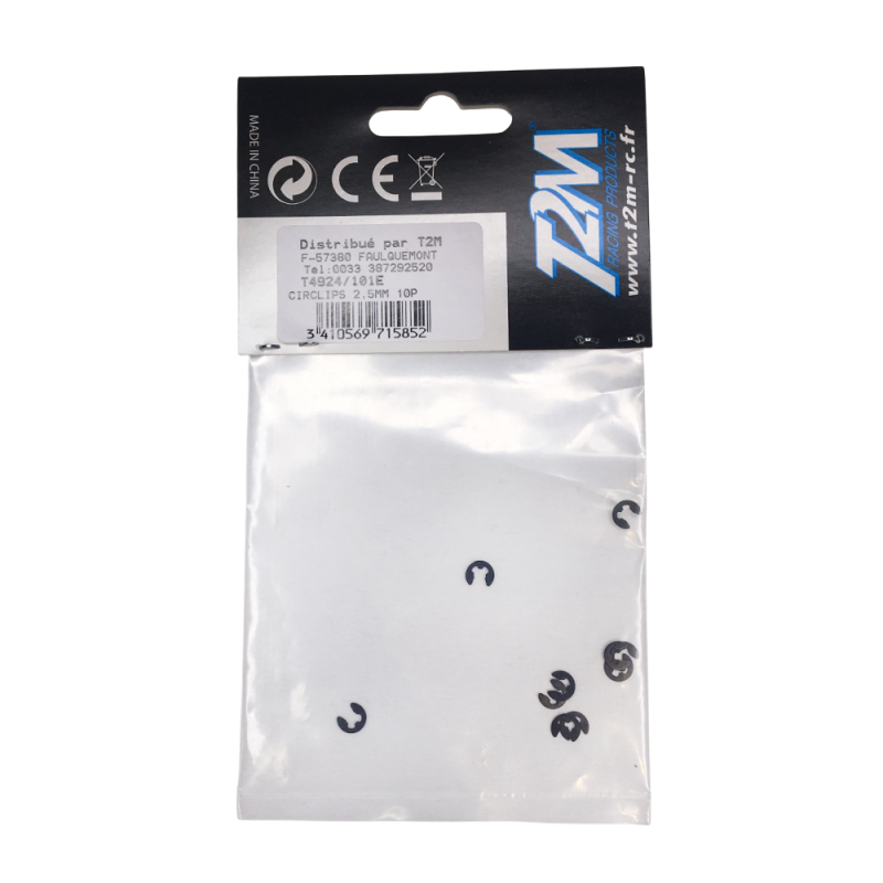 10 Circlips 2.5mm - Noir - T2M T4924/101E