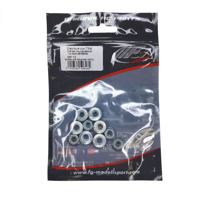 10 Écrous de roue M6 - Chromé - FG 06113