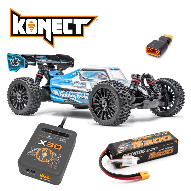 Pack Spirit NXT Evo RR Bleu, LiPo + Chargeur - HOBBYTECH 1.NXT.RR-RTR-BL.PK