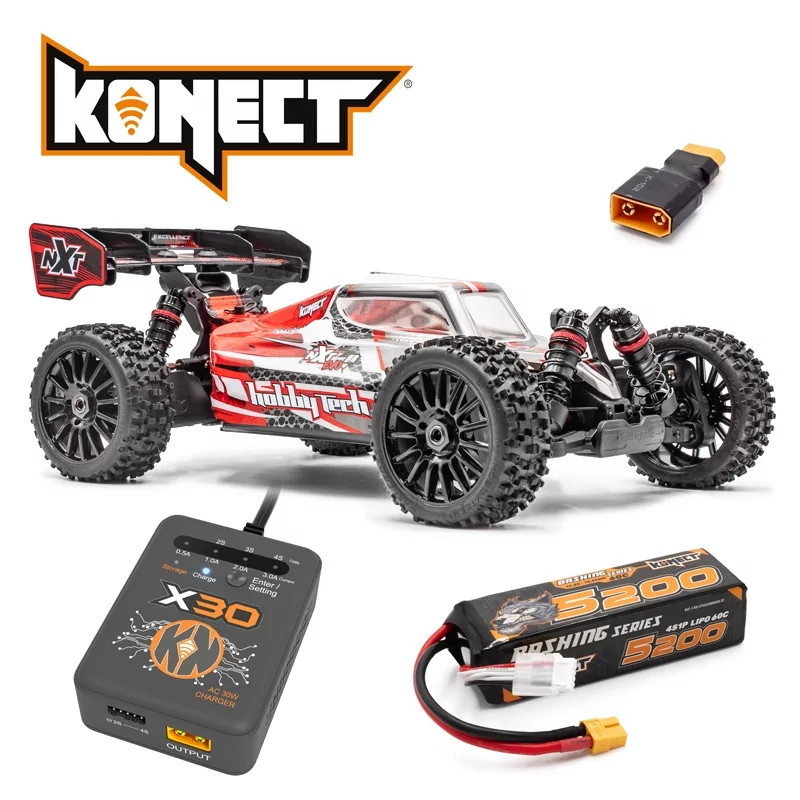 Pack Spirit NXT Evo RR Rouge, LiPo + Chargeur - HOBBYTECH 1.NXT.RR-RTR-RD.PK