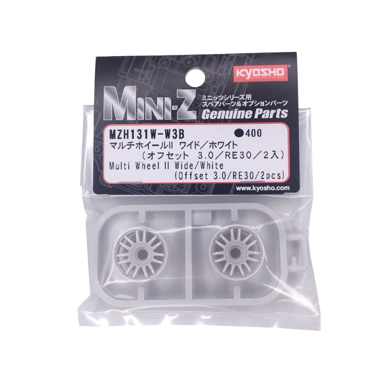 Jantes blanche Large +3 Mini-Z MR03 - KYOSHO MZH131W-W3B
