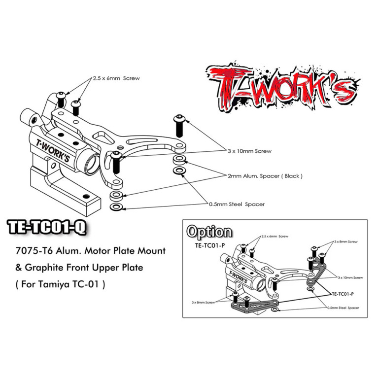 Support moteur complet en aluminium - T-WORKS TE-TC01-Q