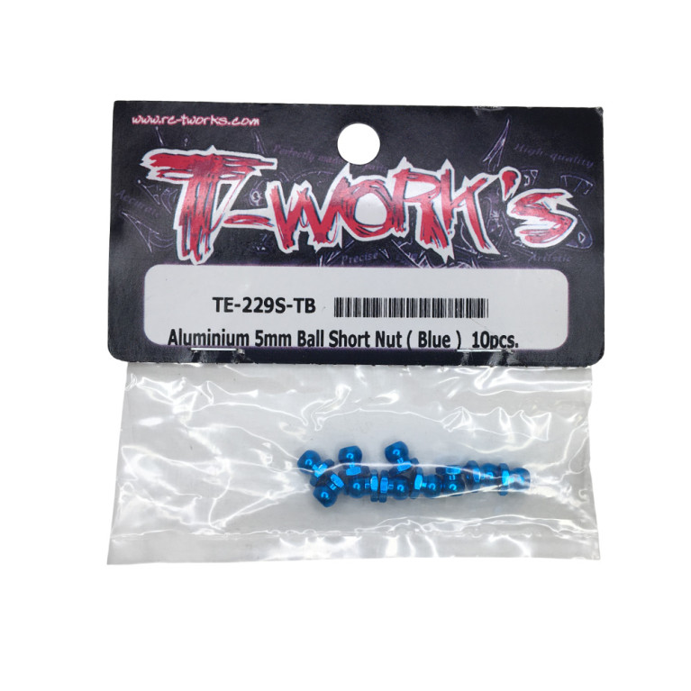 Rotule écrou court aluminium de 5mm - Bleu - T-WORKS TE-229S-TB