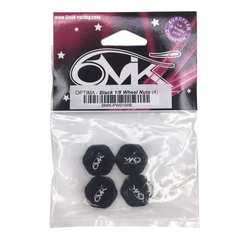 Écrous de Roues borgne pour buggy 1/8 - Noir - 6MIK PW0100B