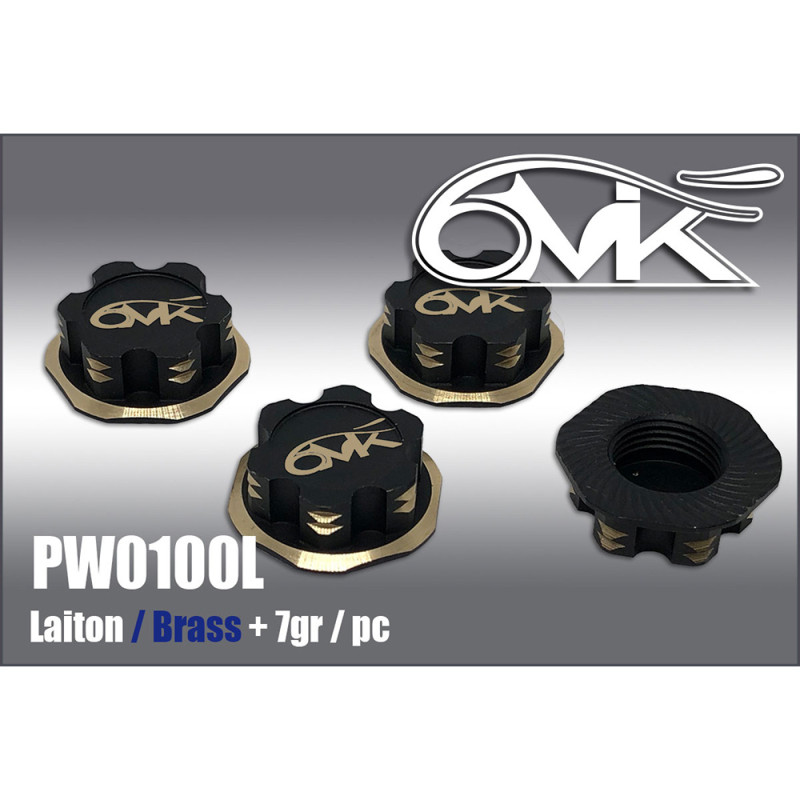 Écrous de Roues borgne en Laiton - Noir & Or - 6MIK PW0100L