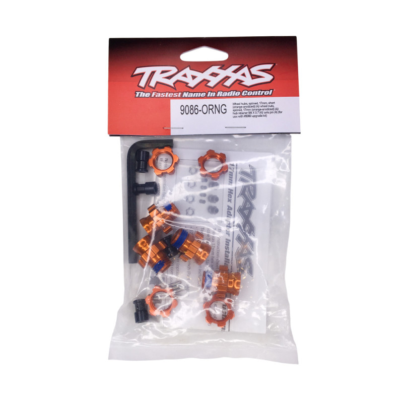 Hexagones + écrous de roue alu 17 mm - Orange - TRAXXAS