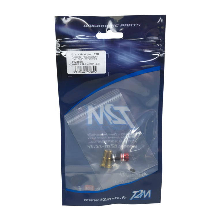 Connecteurs PK Or 4/5mm + bagues alu - T2M T422635