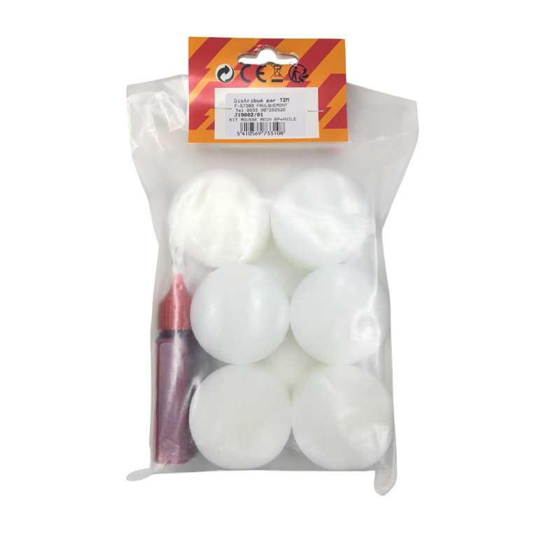 6 Double mousse pour filtre à air + huile - TORNADO J19002/01