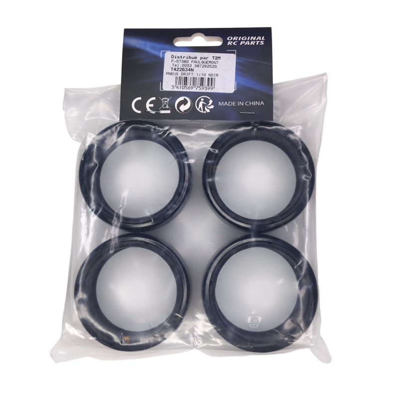 4 Pneus de drift 1/10 - Noir - T2M T422634N
