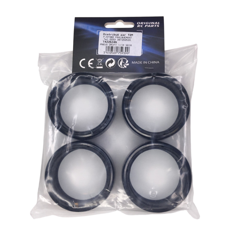 4 Pneus de drift 1/10 - Noir - T2M T422634N