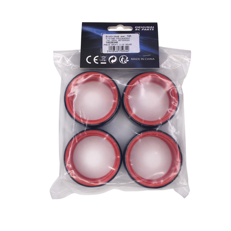 4 Pneus de drift 1/10 - Rouge - T2M T422634R