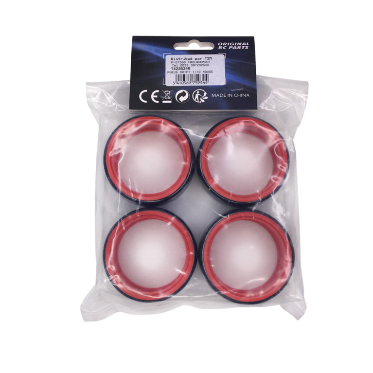 4 Pneus de drift 1/10 - Rouge - T2M T422634R