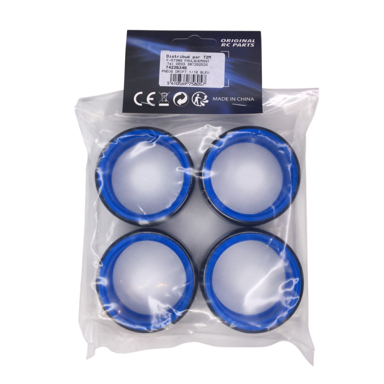 4 Pneus de drift 1/10 - Bleu - T2M T422634B