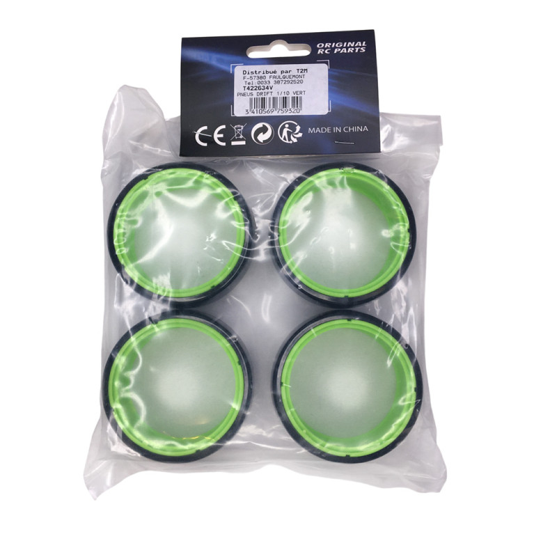 4 Pneus de drift 1/10 - Vert - T2M T422634V