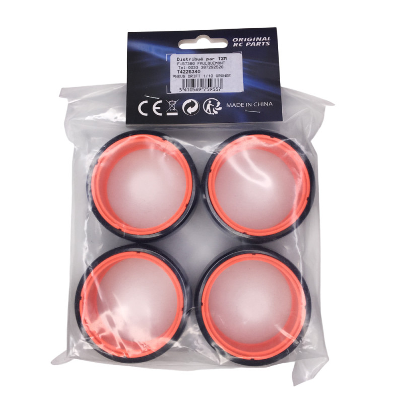 4 Pneus de drift 1/10 - Orange - T2M T422634O