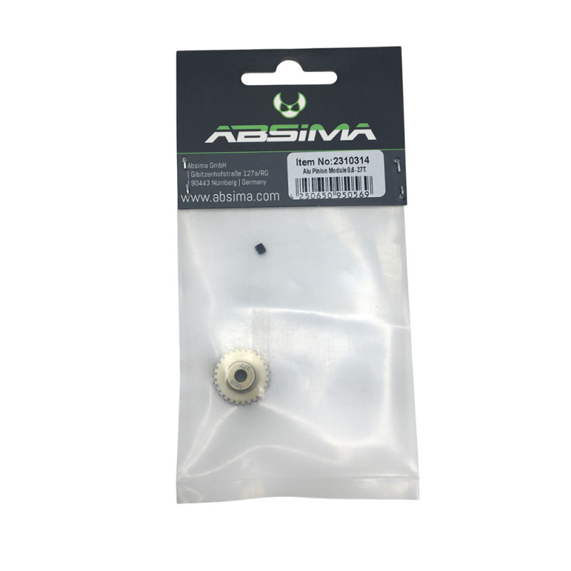 Pignon Moteur 27dents, 0.6, Ø17.40mm - aluminium - ABSIMA 2310314