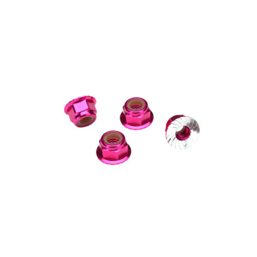 Écrous nylstop 4mm aluminium Rose (x4) - TRAXXAS 1747P