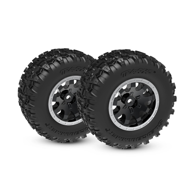 2 Roues avant Sledgehammer - Noires Chromées - TRAXXAS 10771-STBLK