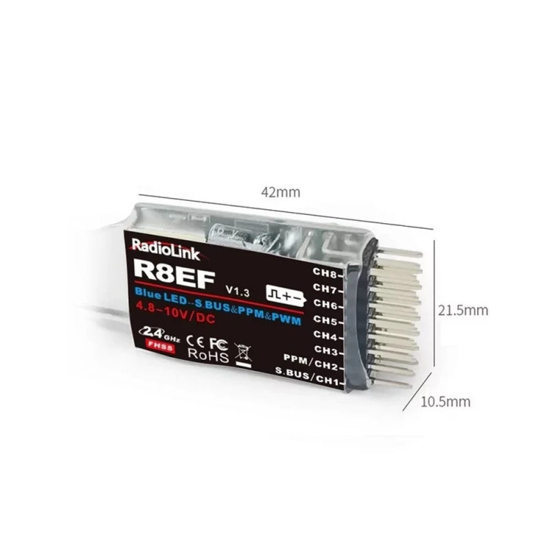 Récepteur R8EF 2.4GHz 8 voies pour T8FB - RADIOLINK RADR8EF