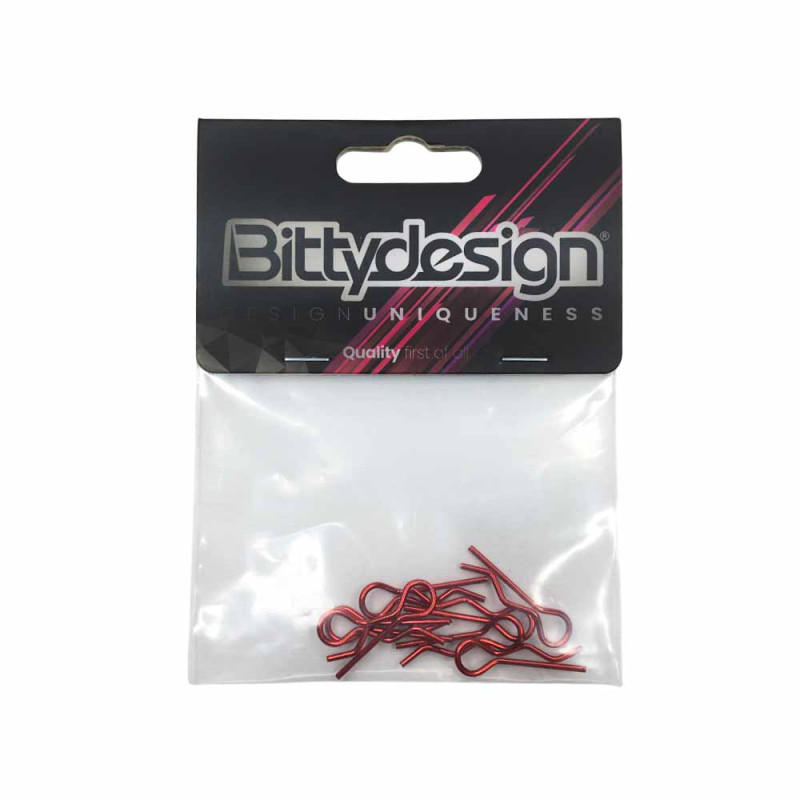 Clips de carrosserie 1/10 - Rouge - BITTYDESIGN BDBC-8R