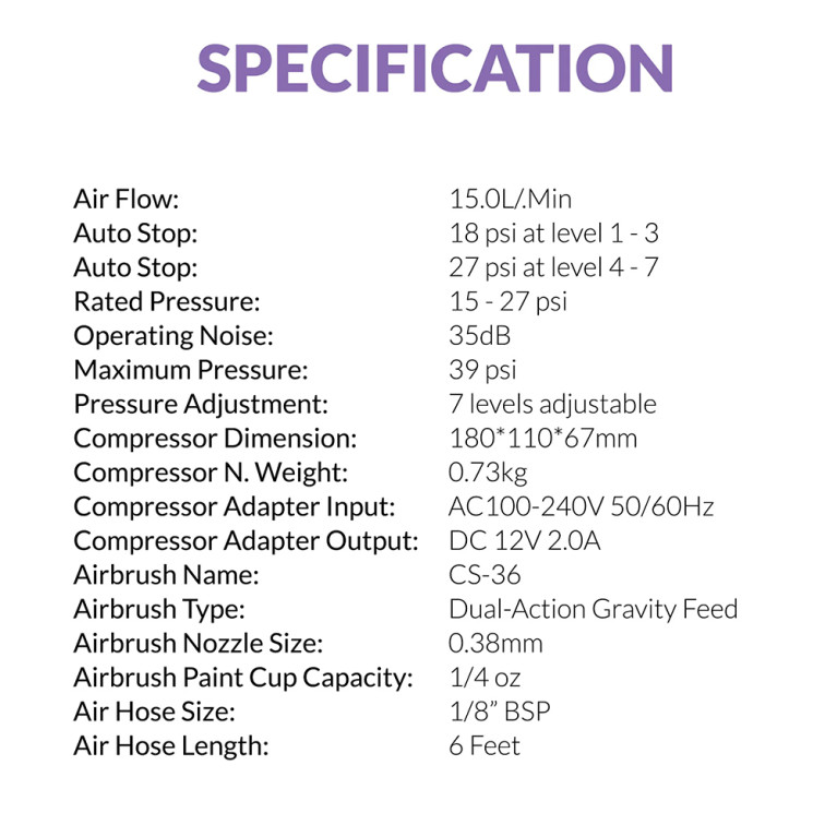 Pack Aérographe CS-36 + Mini compresseur GTS-06 - GAAHLERI 42939