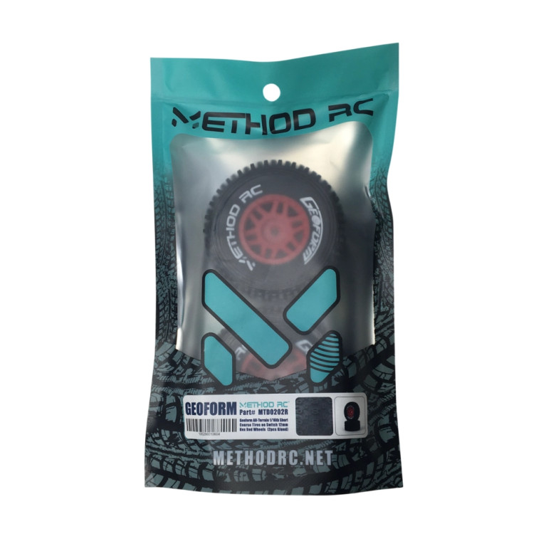 2 Roues Geoform TT 12mm 1/16 - Rouge - METHOD RC MTD0202R
