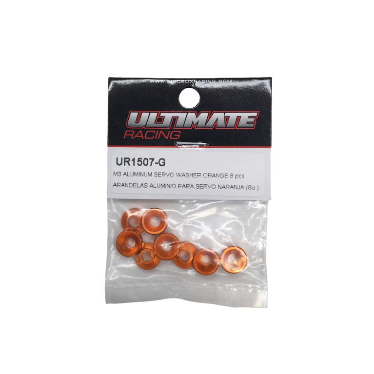 8 Rondelles de servo M3 - Orange - ULTIMATE UR1507-G
