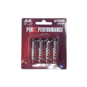 4 Piles AA LR6 Ni-MH 2700 mAh - PINK PERFORMANCE PP2-2700AA
