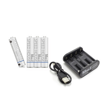 Pack 4 piles R3 AAA NI-MH Speed House 800HV + chargeur - KYOSHO 71998B+72211