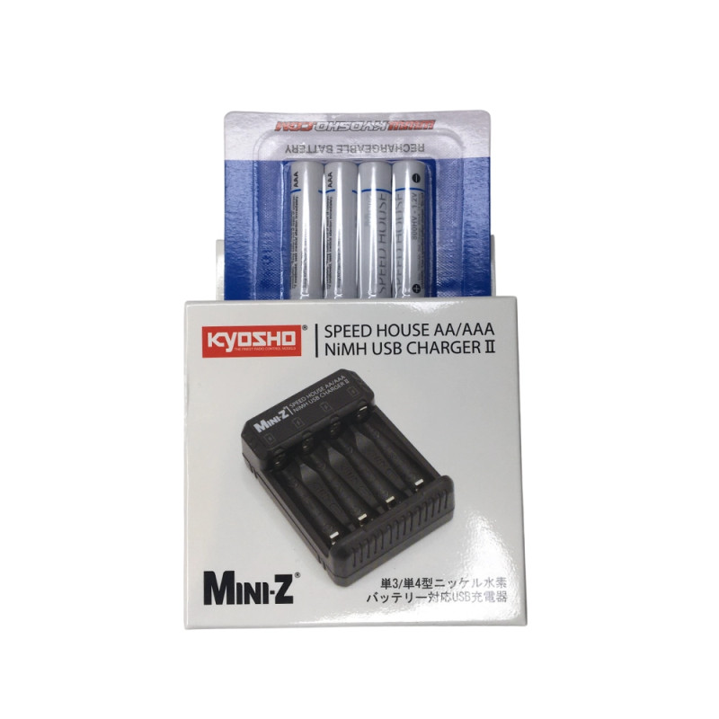 Pack 4 piles R3 AAA NI-MH Speed House 800HV + chargeur - KYOSHO 71998B+72211