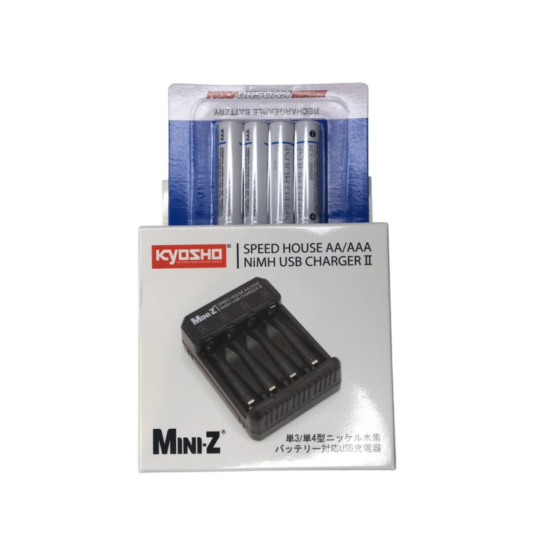 Pack 4 piles R3 AAA NI-MH Speed House 800HV + chargeur - KYOSHO 71998B+72211