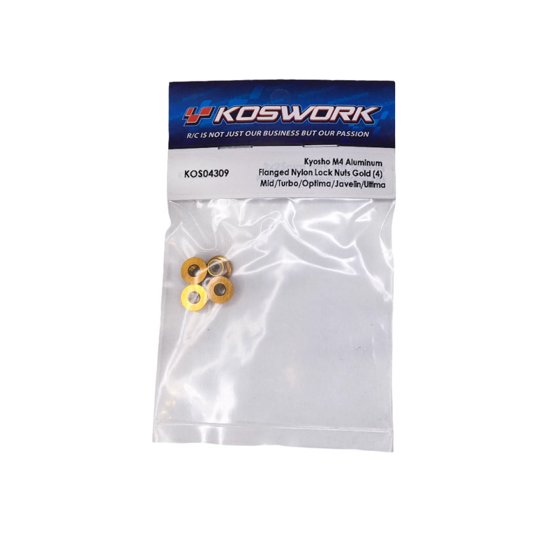 Écrous nylstop 4mm M4 en aluminium - Doré - KOSWORK KOS04309