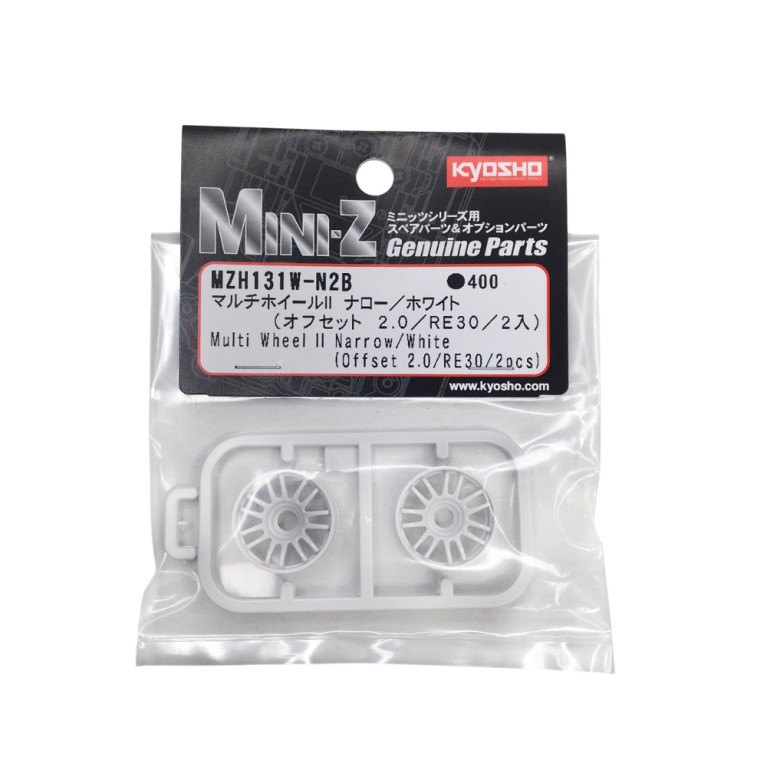 Jantes blanche déport étroit +2 - Mini-Z MR03 - KYOSHO MZH131W-N2B