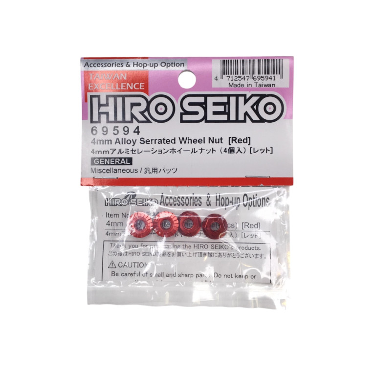 Écrous de roue 4mm - Rouge - HIRO SEIKO 69594
