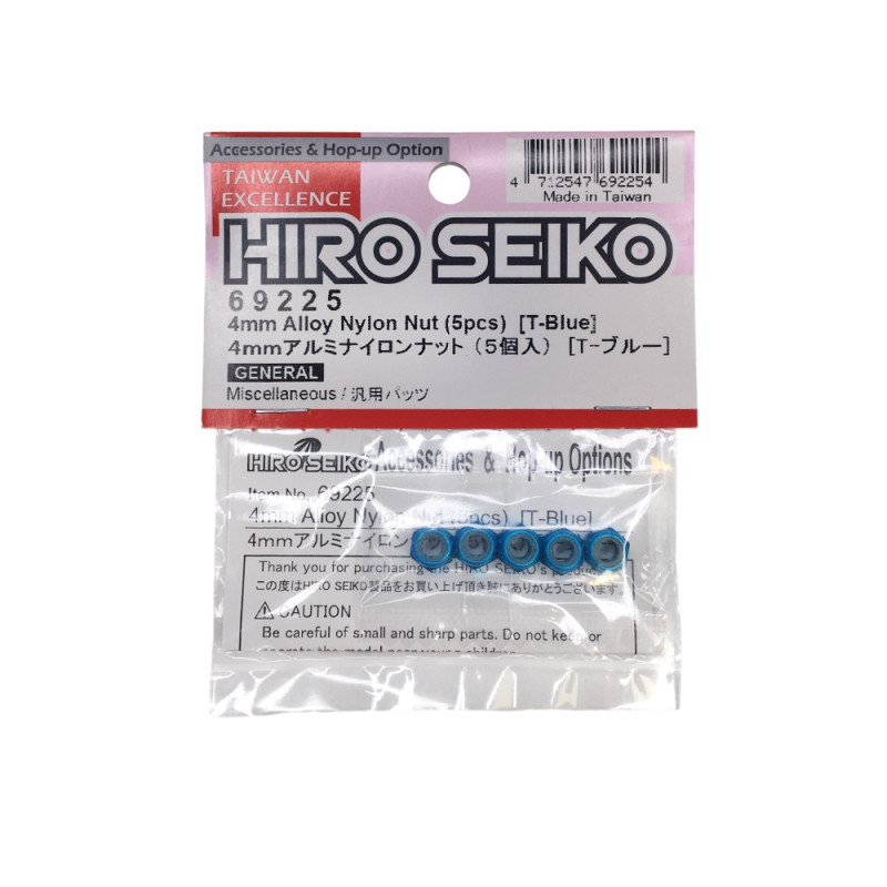 Écrous nylstop 4mm - Bleu - HIRO SEIKO 69225