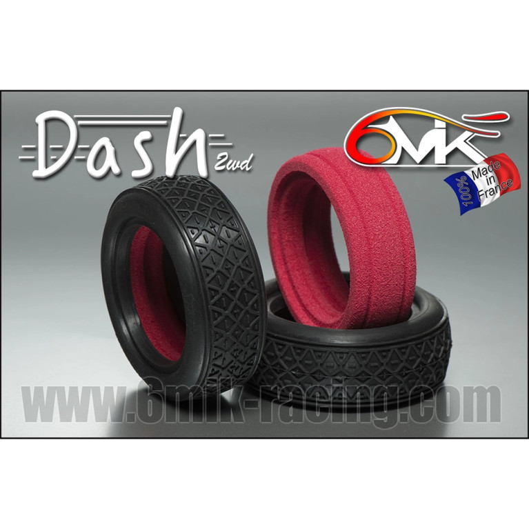 2 Pneus Dash avant 2WD + inserts - 1/10 - 6MIK TI109