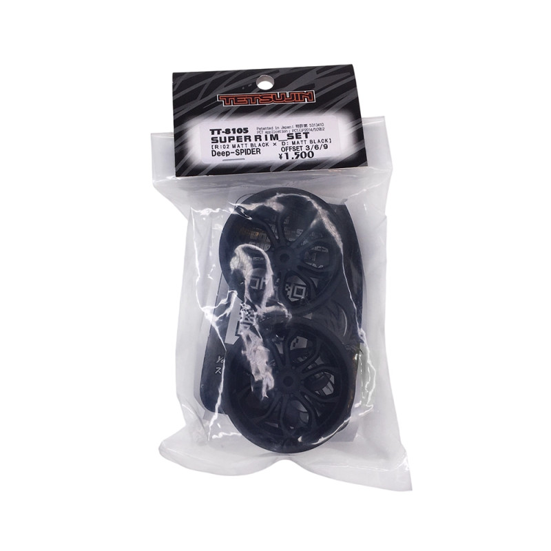 2 Jantes super RIM Deep-Spider - Noir Mat - TETSUJIN TT-8105