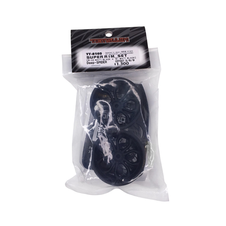 2 Jantes super RIM Deep-Spider - Noir Mat - TETSUJIN TT-8105