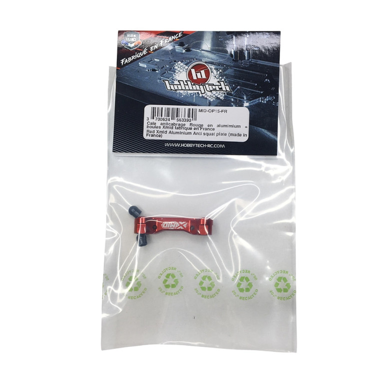 Cale anti-cabrage + boules en aluminium rouge - X-MID - HOBBYTECH MID-OP15-FR