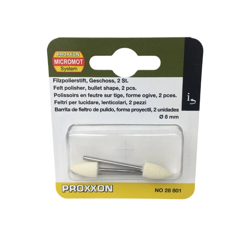 Polissoirs en feutre Ogive Ø base 8mm (x2) - PROXXON 28801
