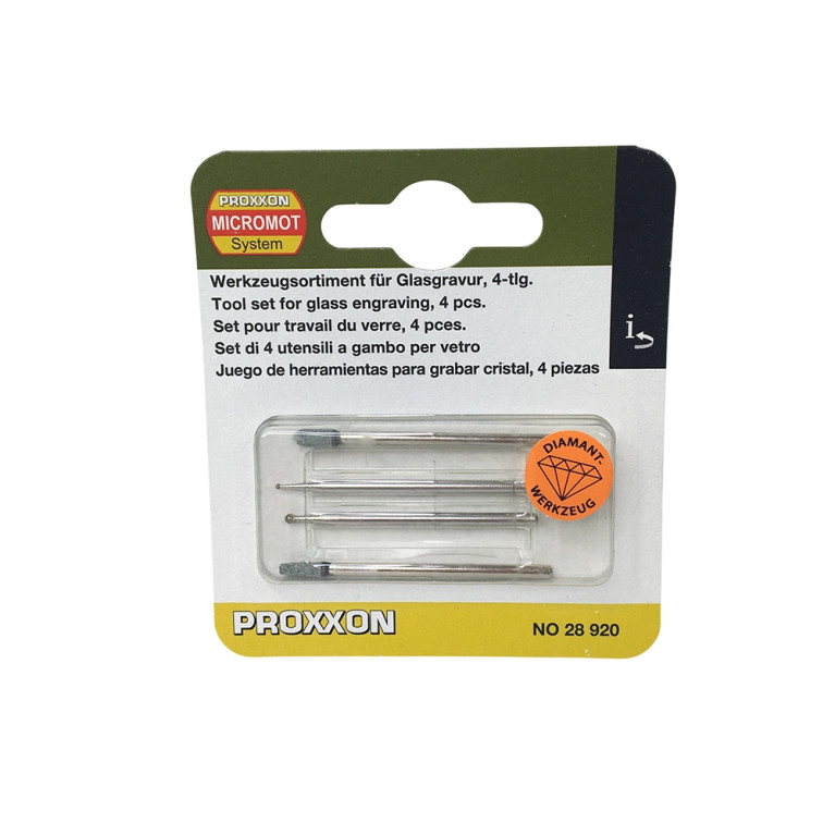 Set d'outils de gravure sur verre, (x4) - PROXXON 28920