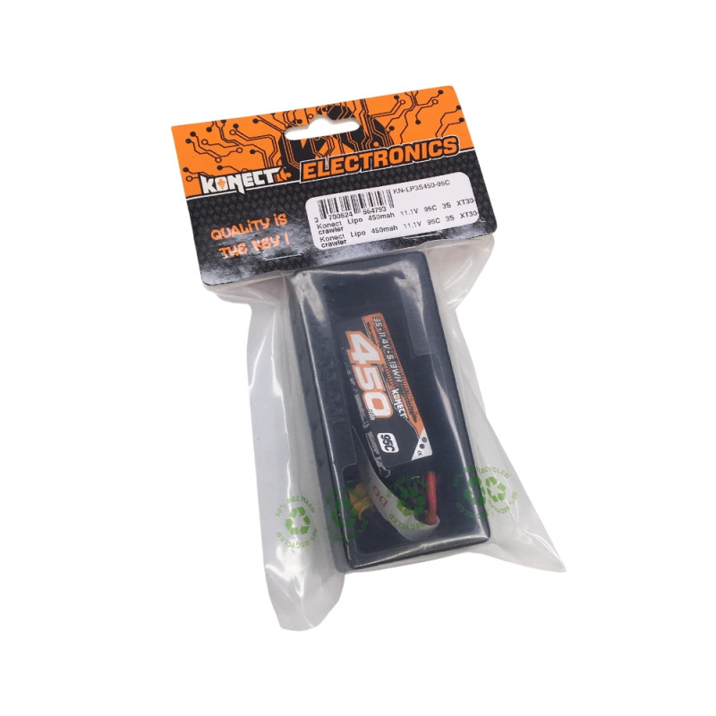 Accu LiPo 450mAh 11.1V 95C - XT30 - KONECT KN-LP3S450-95C