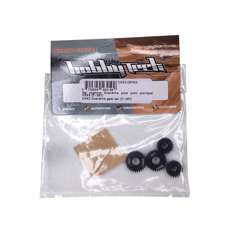 Pignons Overdrive pont portique - CRX3 (21/28T) - HOBBYTECH CRX3-OP003