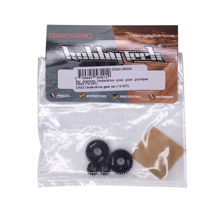 Pignons Overdrive pont portique - CRX3 (16/33T) - HOBBYTECH CRX3-OP005