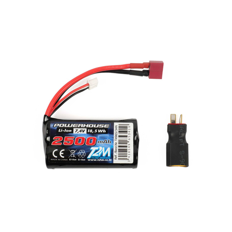 Batterie Li-Ion 7.4V 2500mAh + adaptateur - T2M T624/34XT
