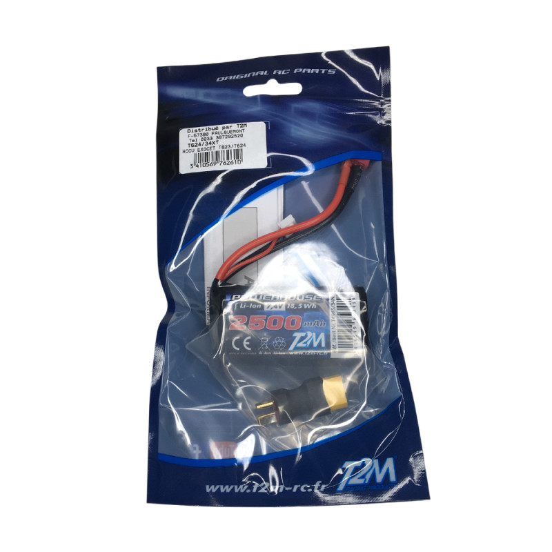 Batterie Li-Ion 7.4V 2500mAh + adaptateur - T2M T624/34XT