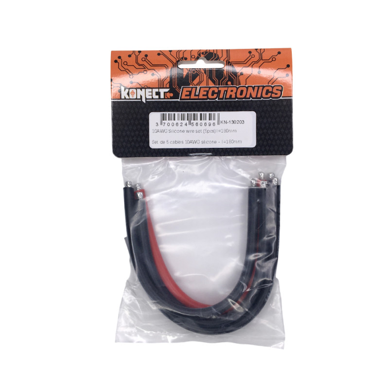 Set de 5 cables 10AWG - 180 mm - KONECT KN-130203